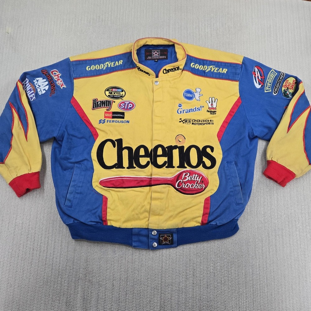 JH Design Bobby Labonte Petty Jacket Mens 2XL Yellow Blue NASCAR Dodge Cheerios